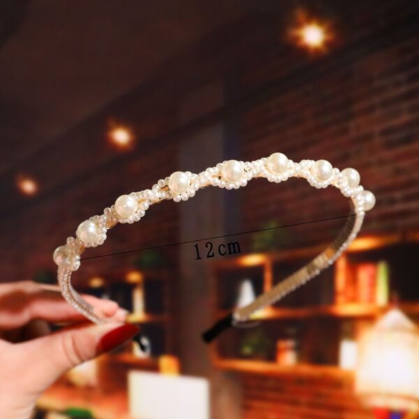 Bride's Hair Accessories Women's Handwoven Knotty Pearl Headband Japanese Korean Headdress Bow Hair Clip Crown Headband - Image 9