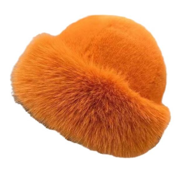 New Mongolian hat with thickened insulation, faux fur fashion basin hat, faux mink fur women's fisherman hat - Image 5