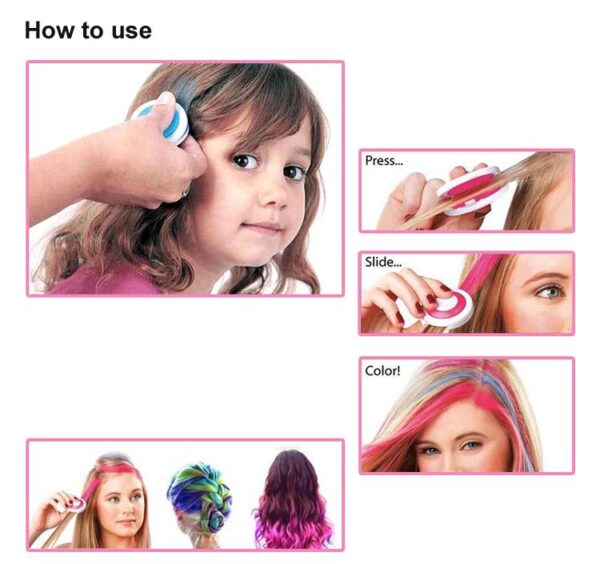Hair Dying Chalk Temporary Hair Powder Soft Salon Hair Color DIY Salon 4 Colors optional one time use - Image 2