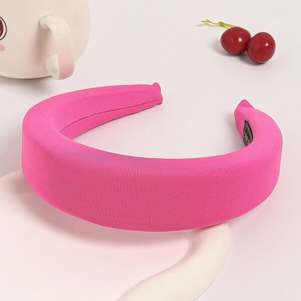 New hairband sponge thickened and widened headband high skull top hair clip mesh red wide edge pressed hair headwear for women - Image 6