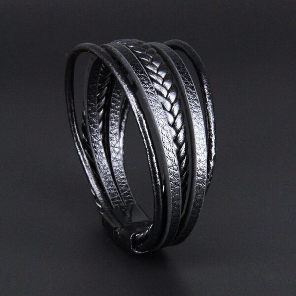 Multi layer handmade woven bracelet for men, European and American jewelry, leather rope magnetic suction vintage bracelet - Image 9