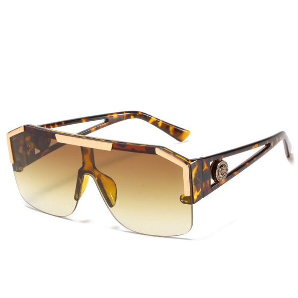 Oversized Square Sunglasses Men Women Vintage Metal Big Frame Semi-Rimless One Lens Sun Glasses UV400 - Image 10