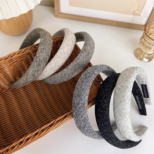 Retro style woolen plaid headband for women