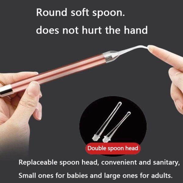 LED FlashLight Earpick Baby Ear Cleaner Endoscope Penlight Spoon Cleaning Ear Curette Light Spoon with Magnifier Ear Wax Removal - Image 2