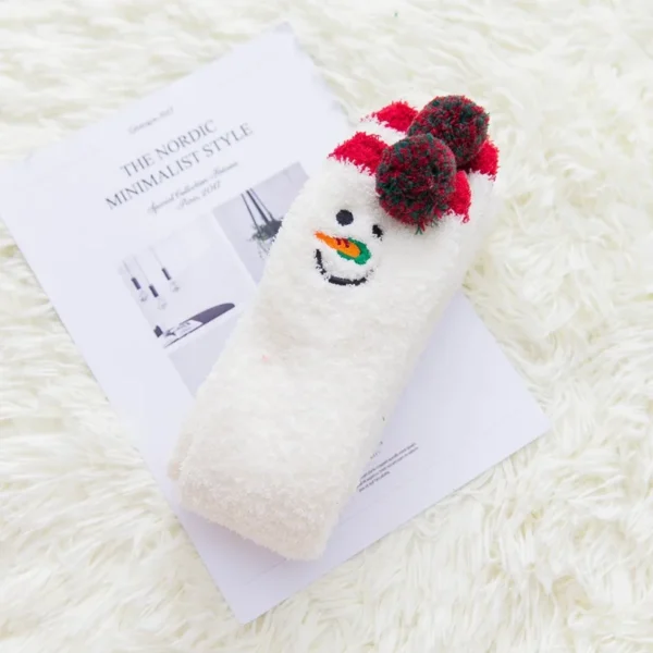 Party funny stretch socks Ladies winter coral fleece cute cartoon floor socks women cat claw van gogh socks meias glitter - Image 20