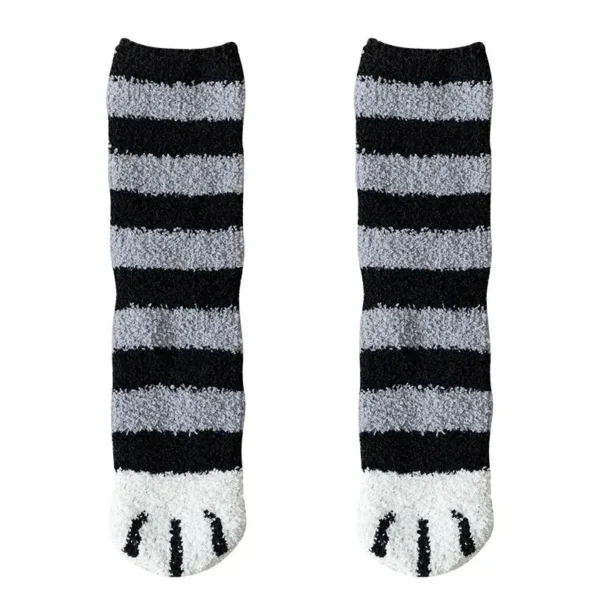 Winter Fall Socks Women Kawaii Cat Claws Warm Thicken Coral Fleece Knee High Cute Girls Thermal Tube Sock Snow Floor Sleeping - Image 6