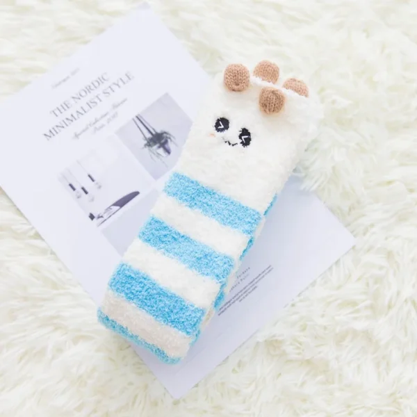 Party funny stretch socks Ladies winter coral fleece cute cartoon floor socks women cat claw van gogh socks meias glitter - Image 10