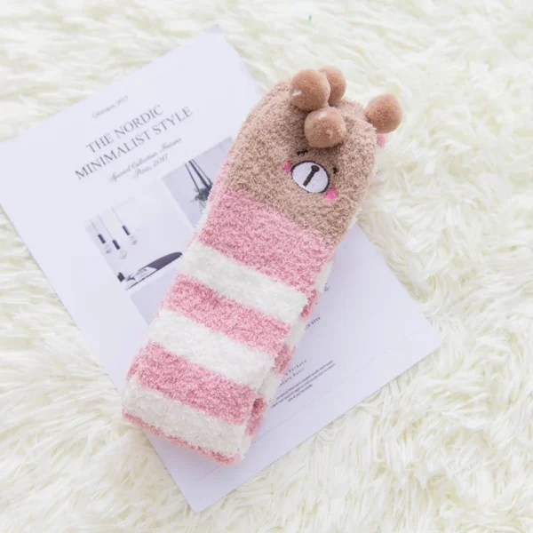 Party funny stretch socks Ladies winter coral fleece cute cartoon floor socks women cat claw van gogh socks meias glitter - Image 19
