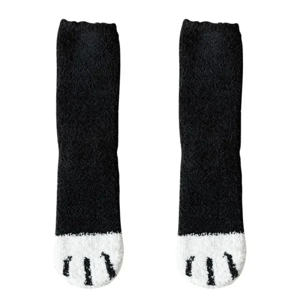 Winter Fall Socks Women Kawaii Cat Claws Warm Thicken Coral Fleece Knee High Cute Girls Thermal Tube Sock Snow Floor Sleeping - Image 8