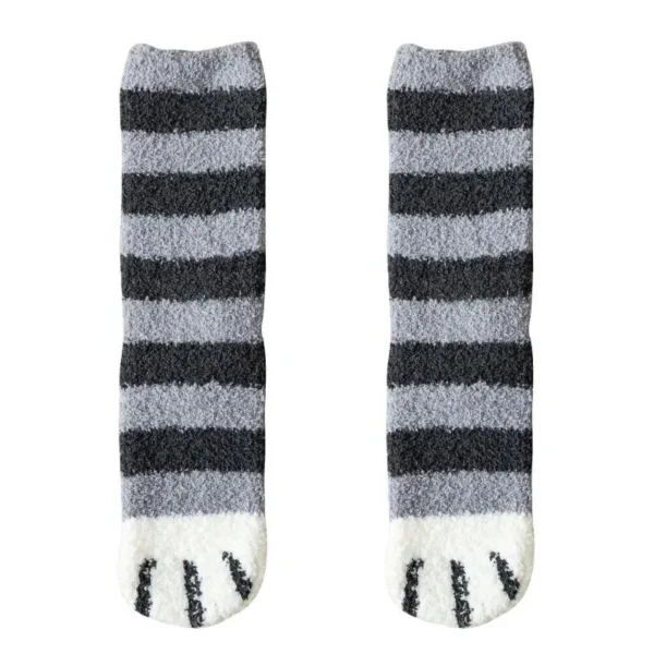 Winter Fall Socks Women Kawaii Cat Claws Warm Thicken Coral Fleece Knee High Cute Girls Thermal Tube Sock Snow Floor Sleeping - Image 9