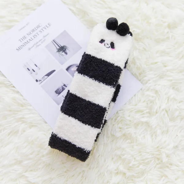 Party funny stretch socks Ladies winter coral fleece cute cartoon floor socks women cat claw van gogh socks meias glitter - Image 12