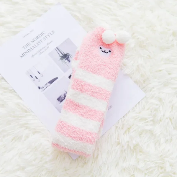 Party funny stretch socks Ladies winter coral fleece cute cartoon floor socks women cat claw van gogh socks meias glitter - Image 13