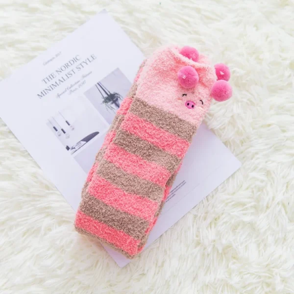 Party funny stretch socks Ladies winter coral fleece cute cartoon floor socks women cat claw van gogh socks meias glitter - Image 15