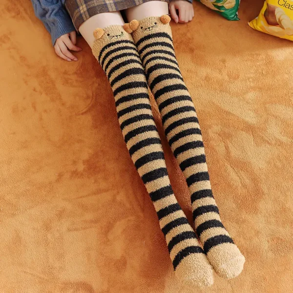 Party funny stretch socks Ladies winter coral fleece cute cartoon floor socks women cat claw van gogh socks meias glitter - Image 21