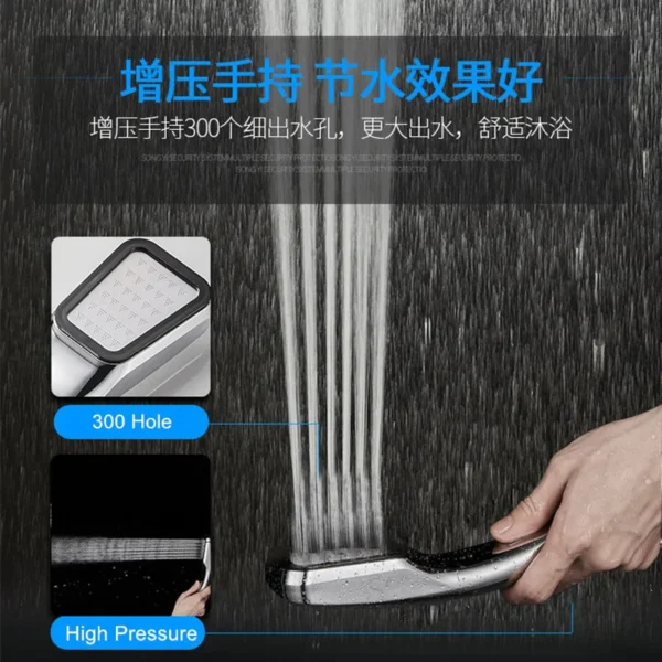 Top Quality 300 Holes High Pressure Shower Head Water Saver Rainfall Chrome Power Shower Head Bathroom Accessories - Image 2