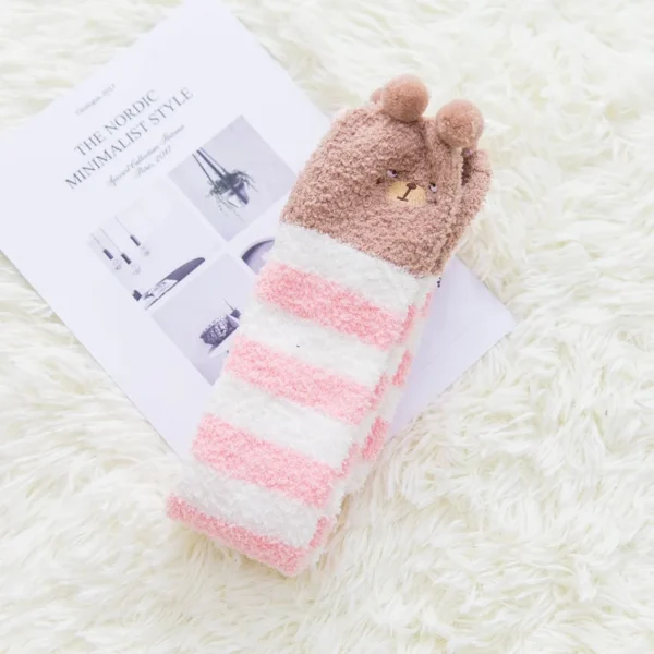 Party funny stretch socks Ladies winter coral fleece cute cartoon floor socks women cat claw van gogh socks meias glitter - Image 11