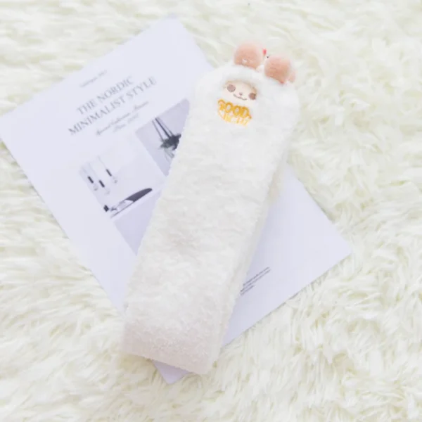 Party funny stretch socks Ladies winter coral fleece cute cartoon floor socks women cat claw van gogh socks meias glitter - Image 17