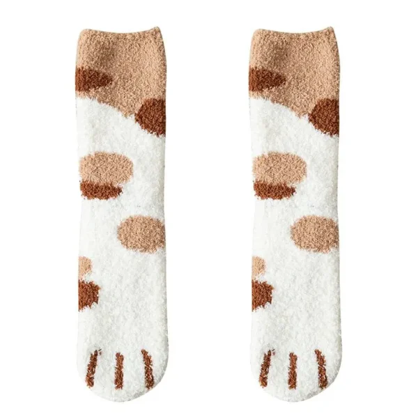Winter Fall Socks Women Kawaii Cat Claws Warm Thicken Coral Fleece Knee High Cute Girls Thermal Tube Sock Snow Floor Sleeping - Image 11