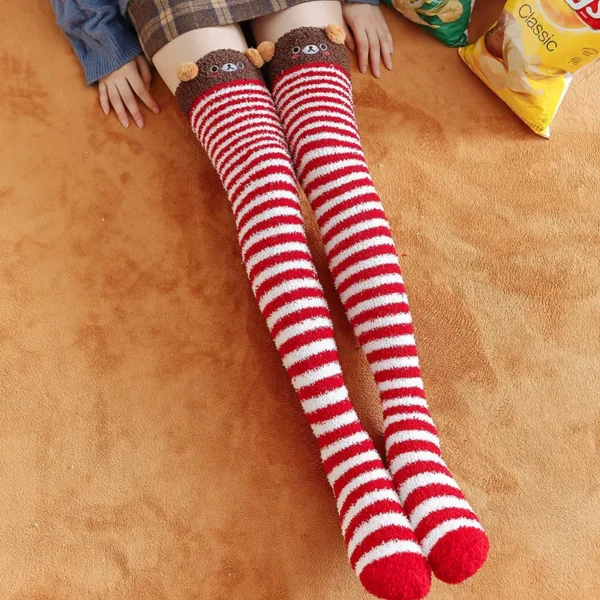 Party funny stretch socks Ladies winter coral fleece cute cartoon floor socks women cat claw van gogh socks meias glitter - Image 22