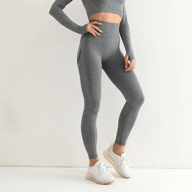 Women's High Waist Yoga Leggings Fitness Sport Pants Solid Seamless Trousers ush Up Slim Pants - Image 9