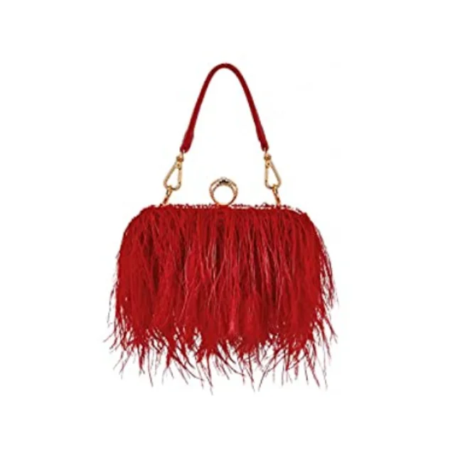 Women's Evening Bags Trend New Brand Ostrich Hair Banquet Bag Luxury Designer Handbags Fashion Chain Shoulder Bags Clutches