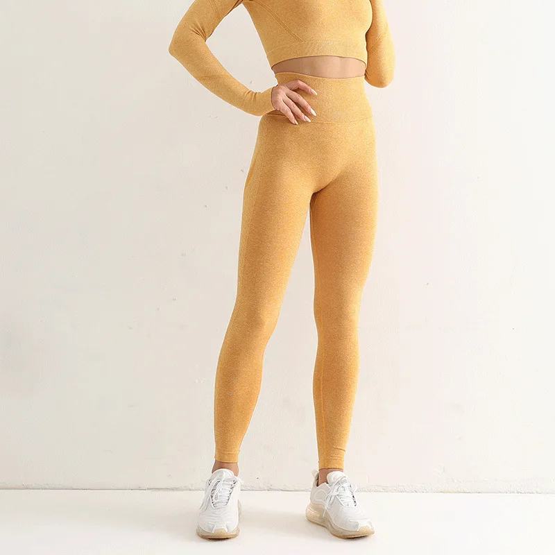 Women's High Waist Yoga Leggings Fitness Sport Pants Solid Seamless Trousers ush Up Slim Pants - Image 2