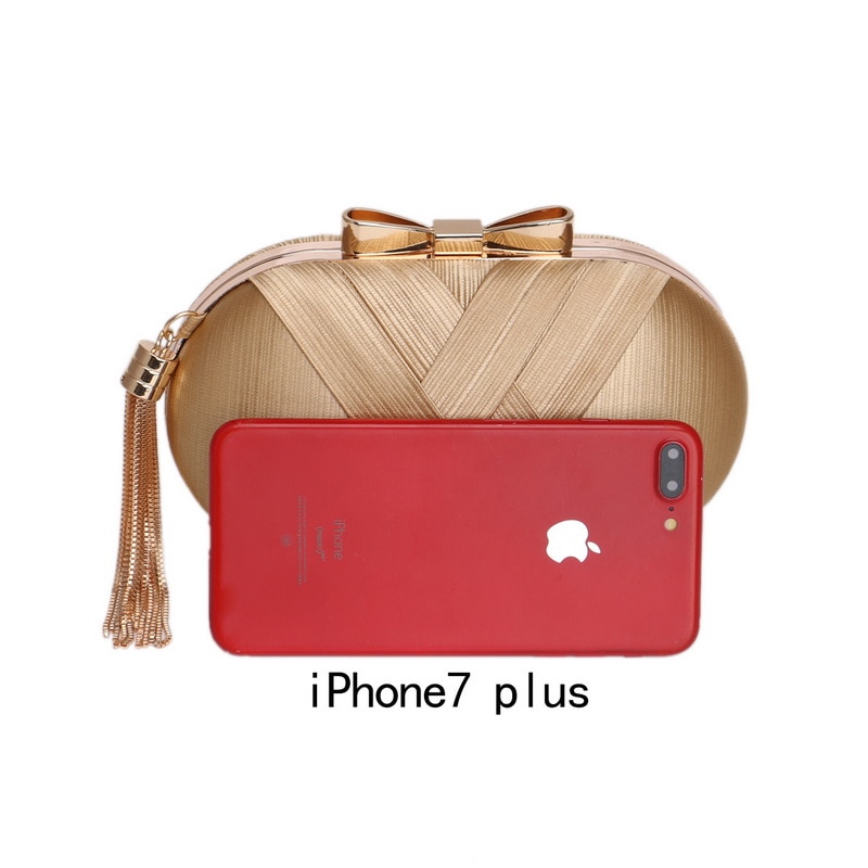 Bow Metal Women Day Clutches Tassel Luxurious Fashion Lady Evening Bags Small Party Wedding Bridal Chain Shoulder Handbag - Image 4