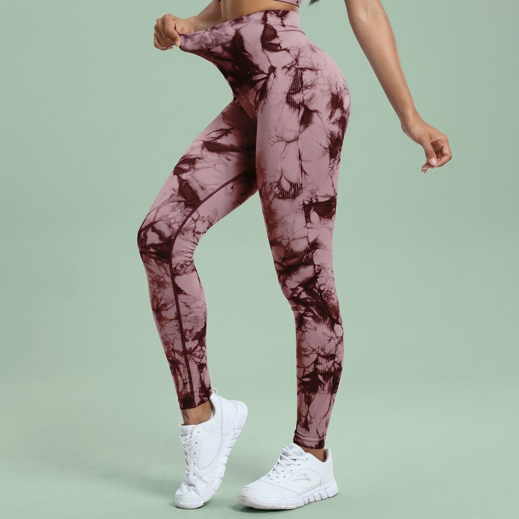Women's High-Waist Seamless Yoga Pants – Tie-Dye Print, Hip-Lifting & Tummy Control | Gym & Fitness Leggings