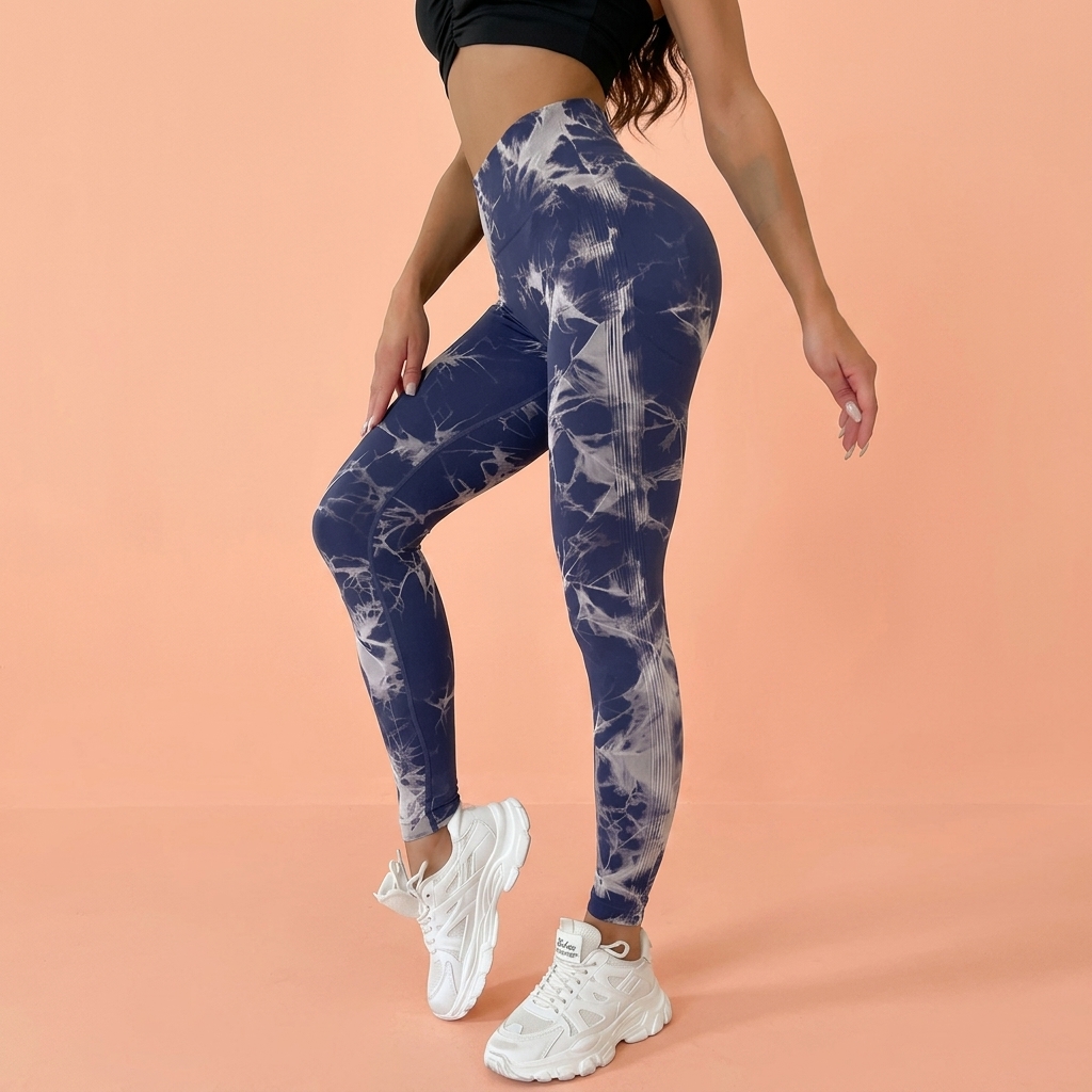 Women's High-Waist Seamless Yoga Pants – Tie-Dye Print, Hip-Lifting & Tummy Control | Gym & Fitness Leggings - Image 3