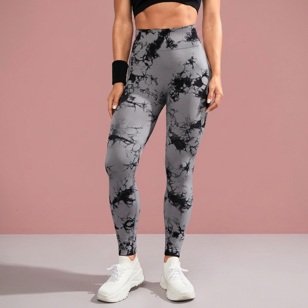 Women's High-Waist Seamless Yoga Pants – Tie-Dye Print, Hip-Lifting & Tummy Control | Gym & Fitness Leggings - Image 4