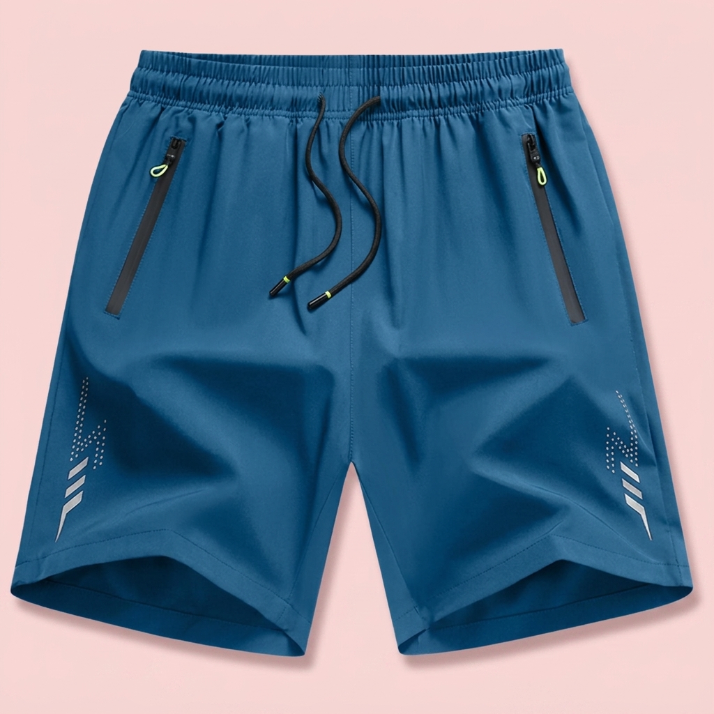 Men's Casual Athletic Shorts – Stretch Fabric, Zipper Pockets & Lightning Stripe Design | Spring Summer Gym Shorts