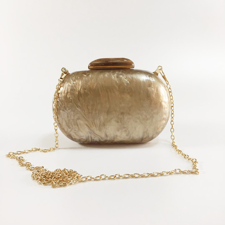 Oval Acrylic Pearl-Handle Evening Bag - Image 5