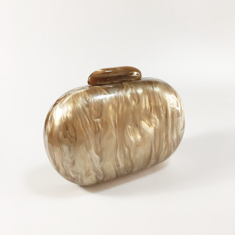 Oval Acrylic Pearl-Handle Evening Bag - Image 2