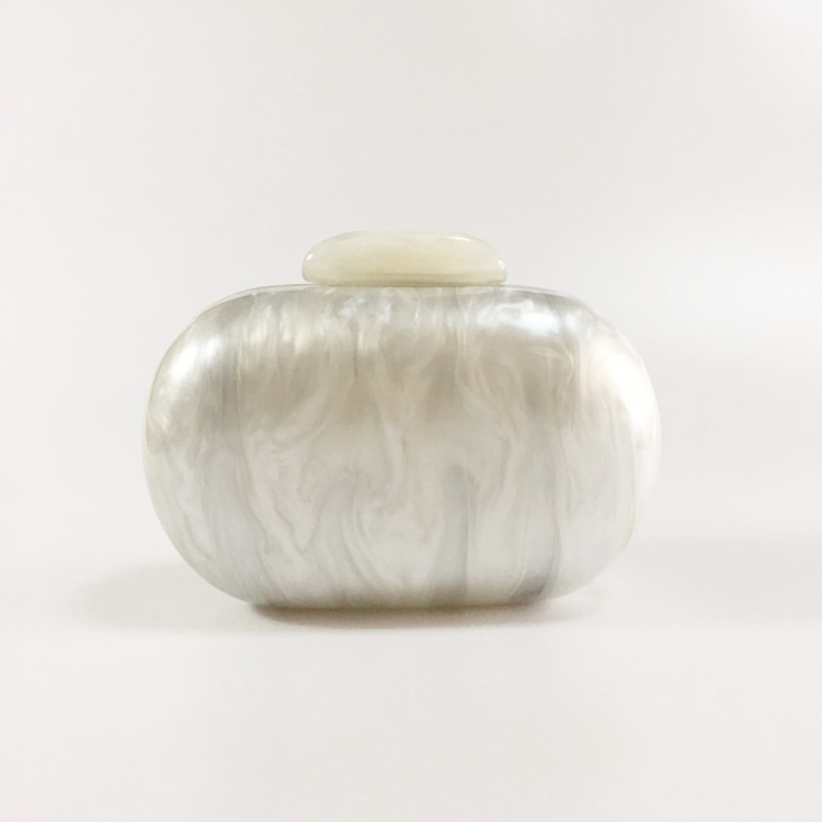 Oval Acrylic Pearl-Handle Evening Bag - Image 6
