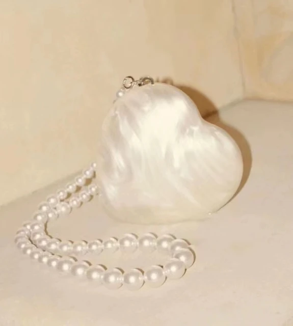 Acrylic Heart Clutch with Pearl Handle - Image 4