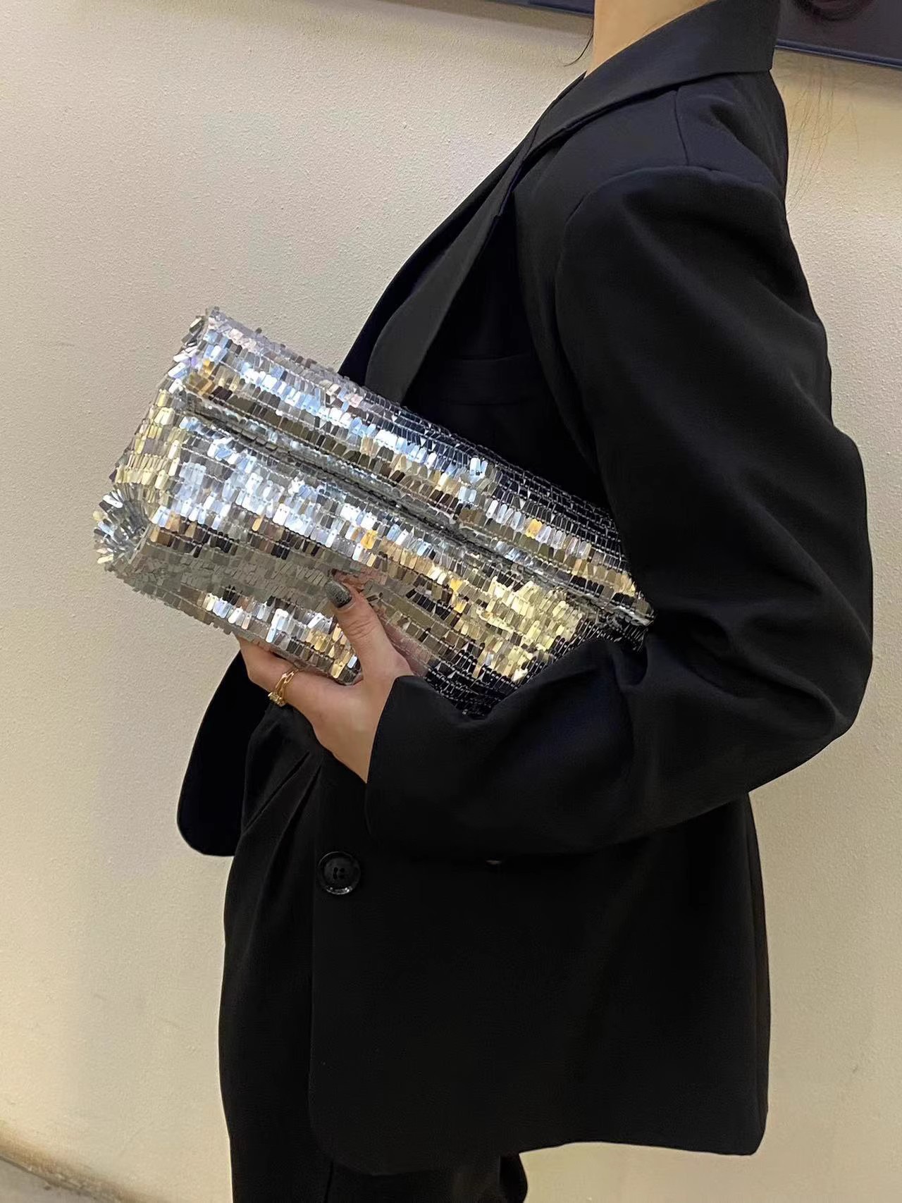 Silver Sparkle Evening Clutch Bag