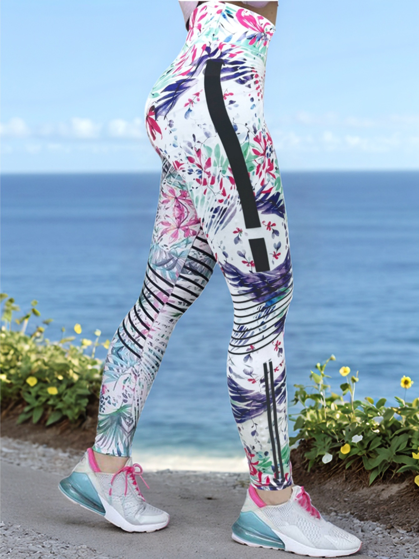 Women's Printed High-Waist Tummy-Control Leggings - Image 7