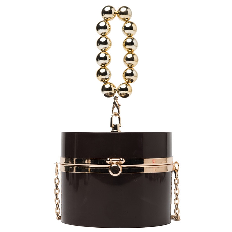Diamond Acrylic Round Clutch with Pearl Handle - Image 18