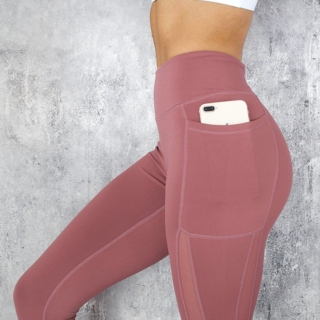 Women's Mesh-Panel Yoga Leggings with Pockets