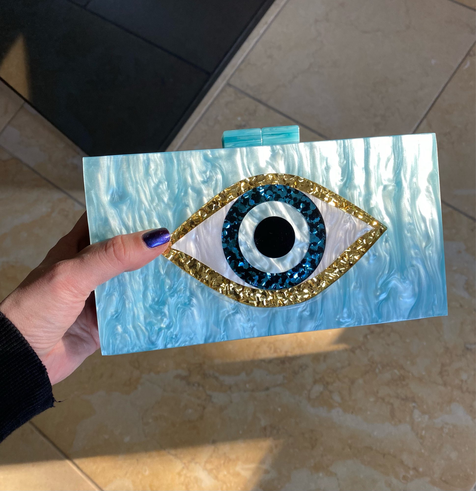 Sequined Acrylic Evening Clutch Bag