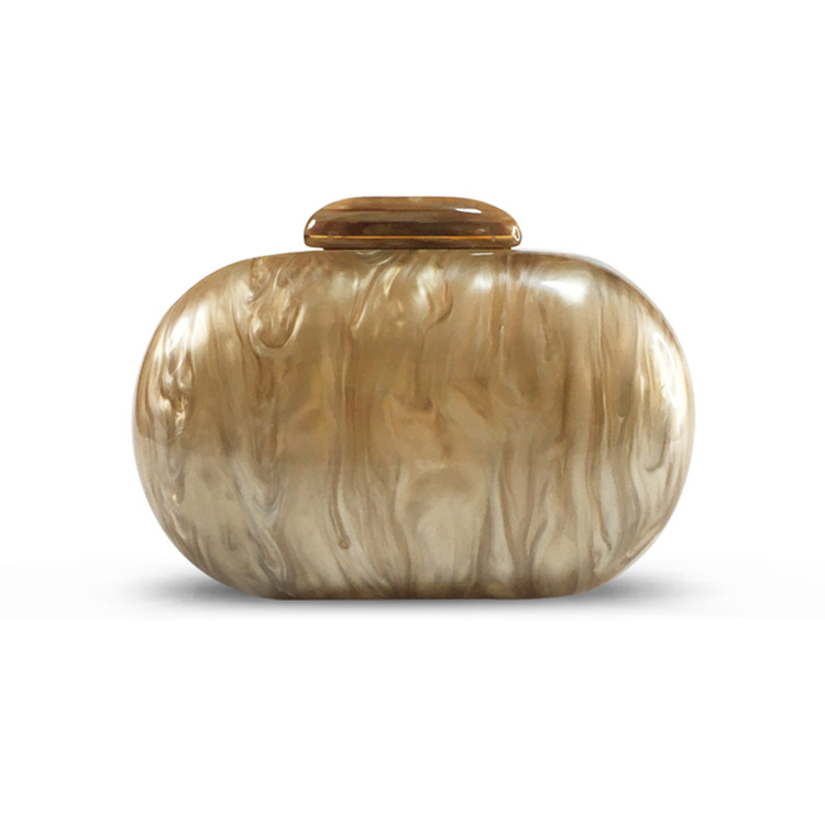 Oval Acrylic Pearl-Handle Evening Bag