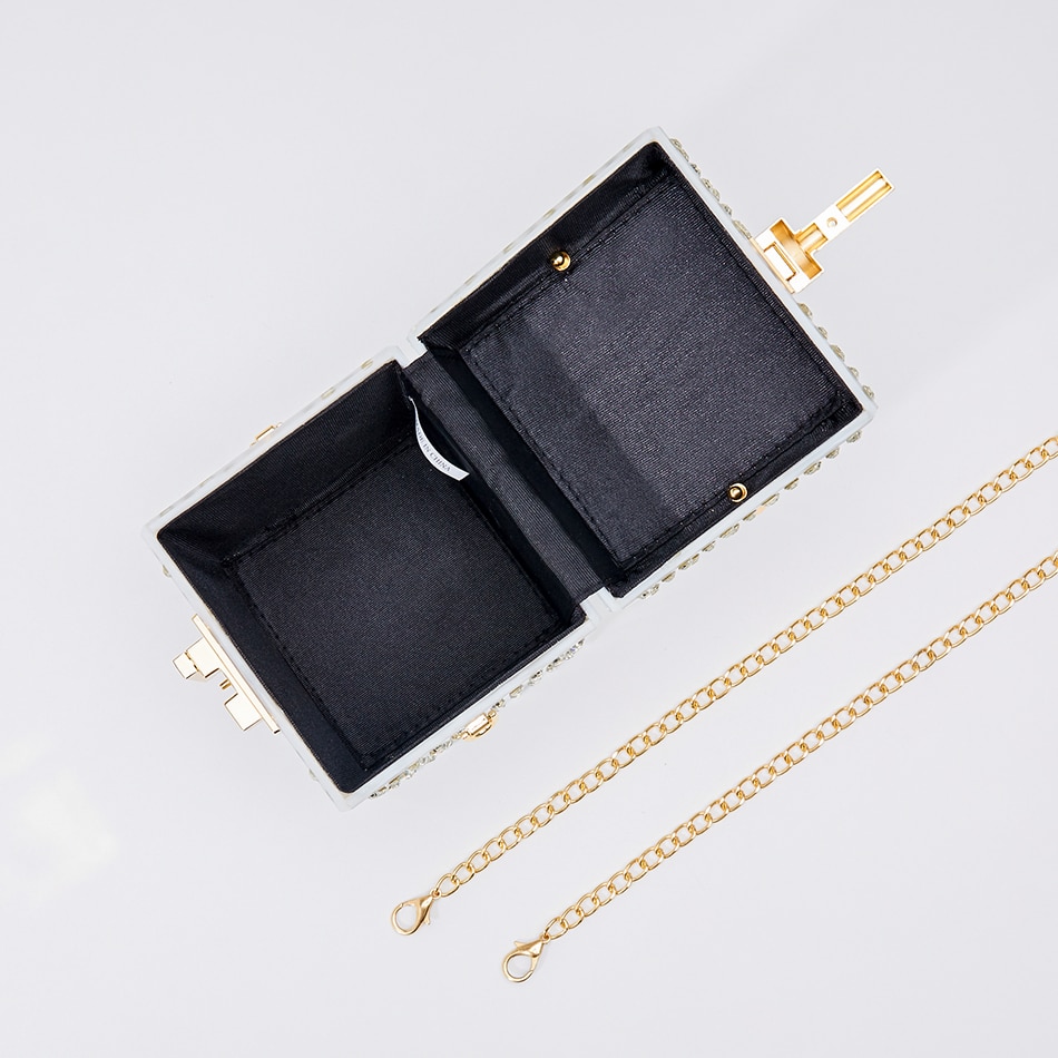 Crystal Acrylic Box Clutch with Pearl Handle - Image 4