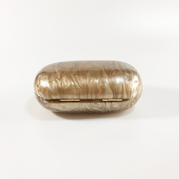 Oval Acrylic Pearl-Handle Evening Bag - Image 4