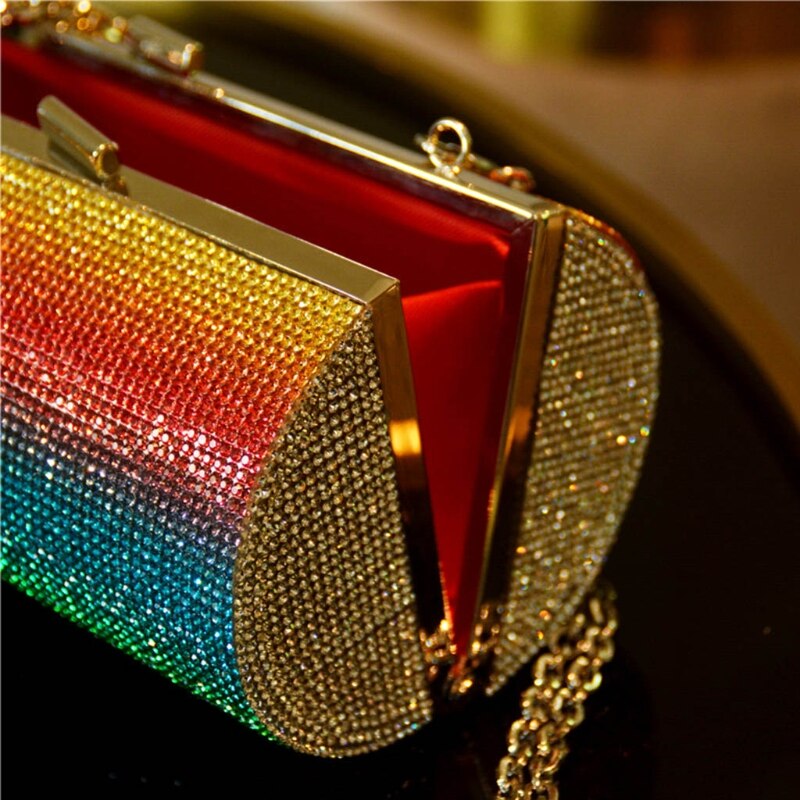 Rainbow Rhinestone Cylinder Evening Bag - Image 5