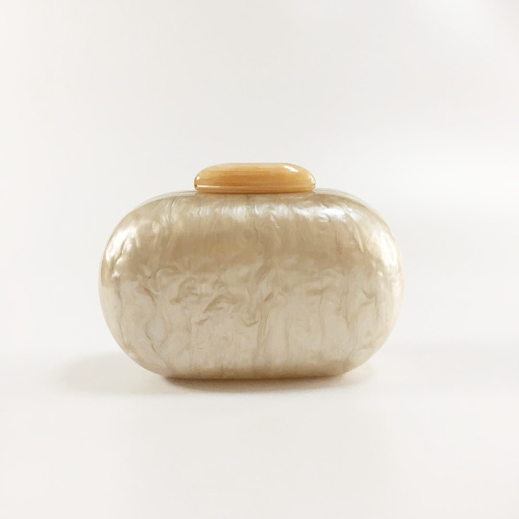 Oval Acrylic Pearl-Handle Evening Bag - Image 7