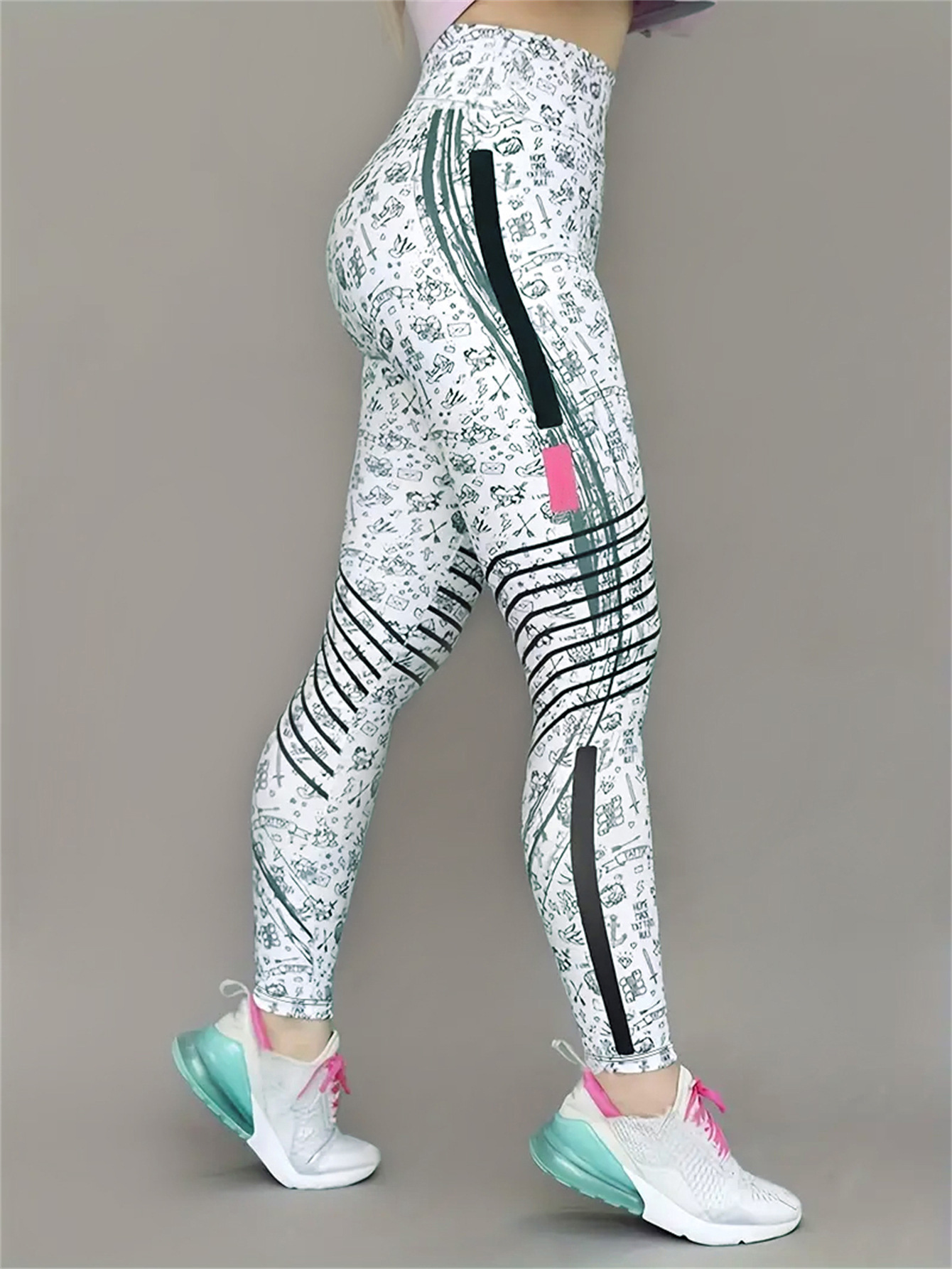 Women's Printed High-Waist Tummy-Control Leggings - Image 5