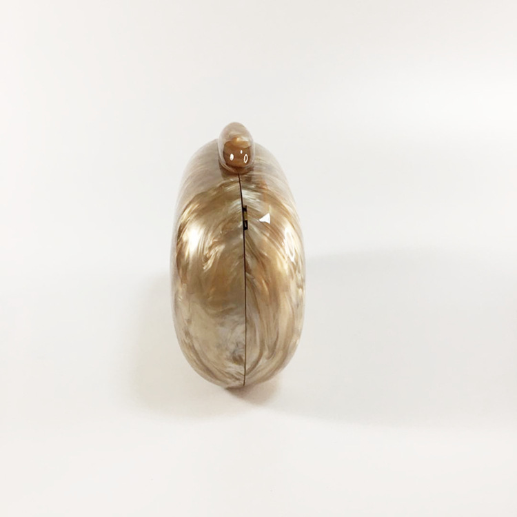 Oval Acrylic Pearl-Handle Evening Bag - Image 3