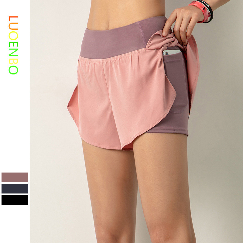 Women's Double-Layer Running Shorts with Pocket